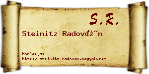 Steinitz Radován névjegykártya